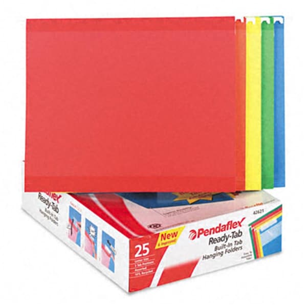 Esselte Pendaflex Esselte Pendaflex Ready-Tab Reinforced Hanging Folders 1/3 Tab Letter Assorted Colors 25/Box ES32261 - main